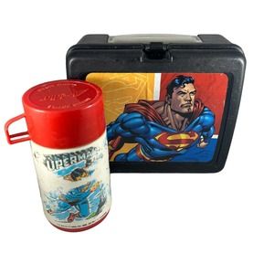 Vintage Black Superman Lunchbox with Thermos DC Comics Made in USA